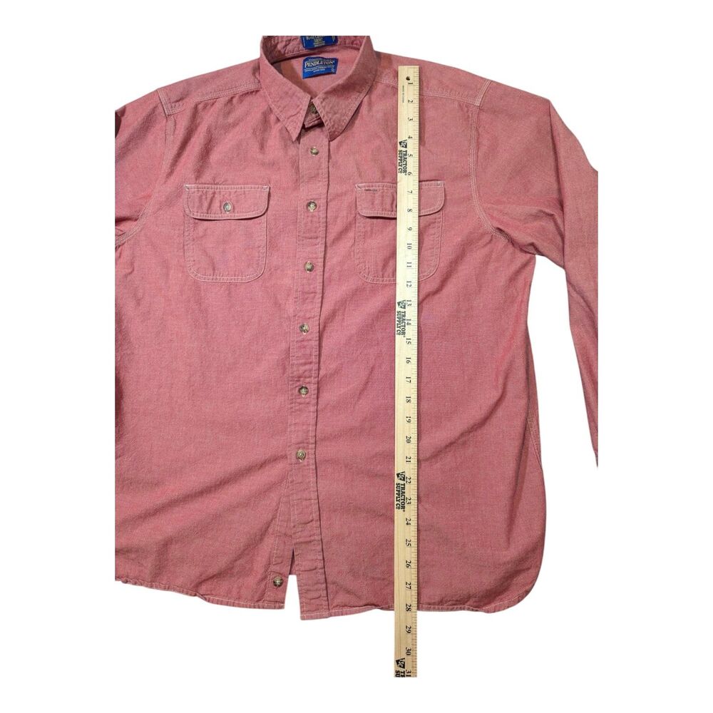 Pendleton Long Sleeve Button-Up Blake Chambray Shirt Heather Red Men's Large - Picture 6 of 6